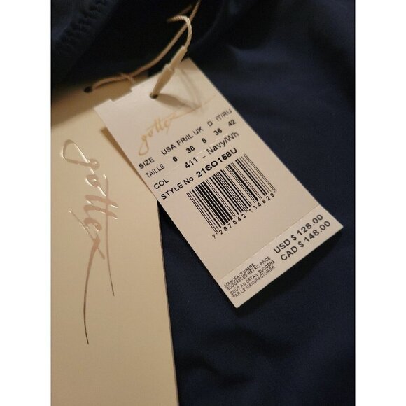 GOTTEX Surplice One Piece Swimsuit Size 6 Navy & White Nautical Padded Swimsuit. - Picture 7 of 7